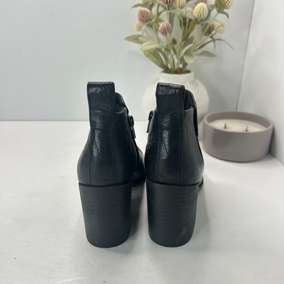 Vionic Lyssa Leather Heeled Ankle Boots Black Side Zip Square Toe Women's US 6 - Picture 4 of 10